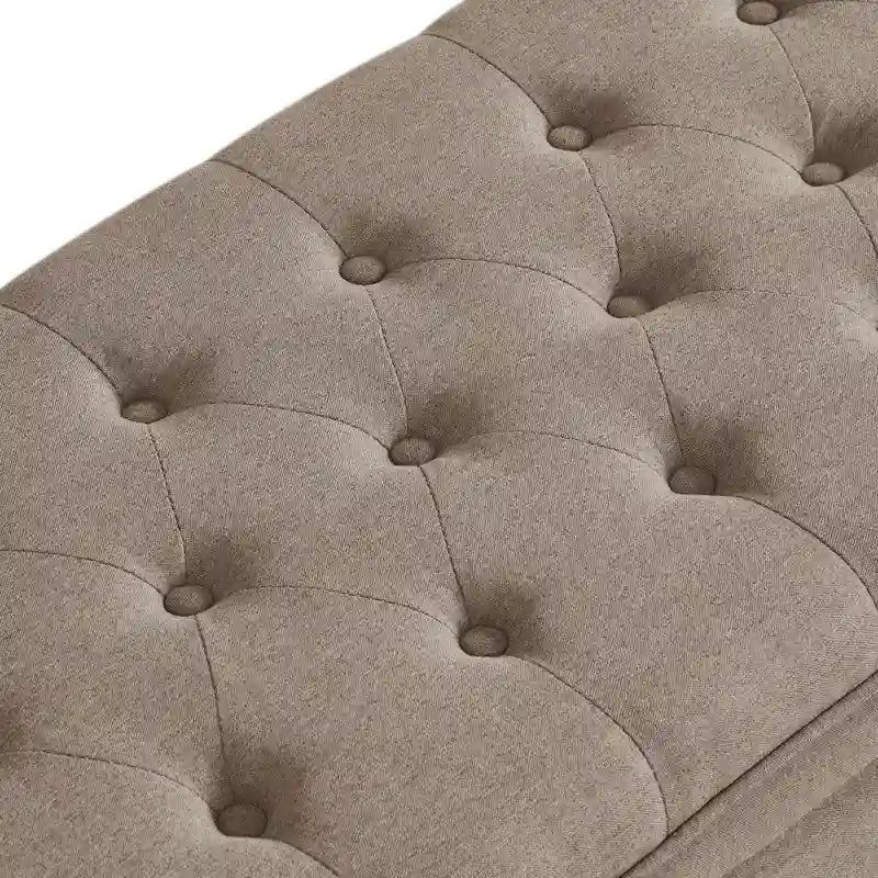 Panca contenitore trapuntata con gambe in legno
