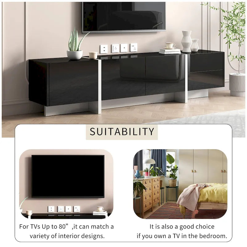 Mobile porta TV lucido da 74,8" con cassetti per TV fino a 80"