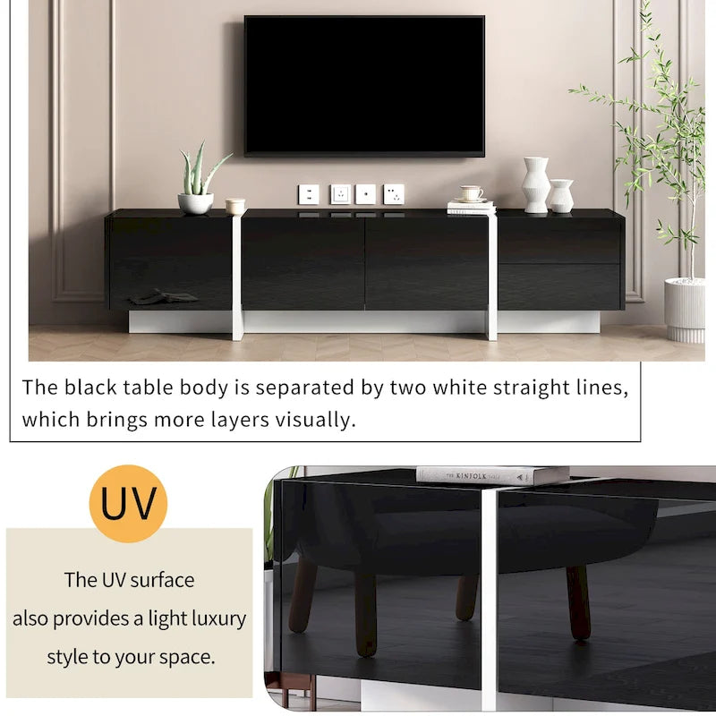 Mobile porta TV lucido da 74,8" con cassetti per TV fino a 80"