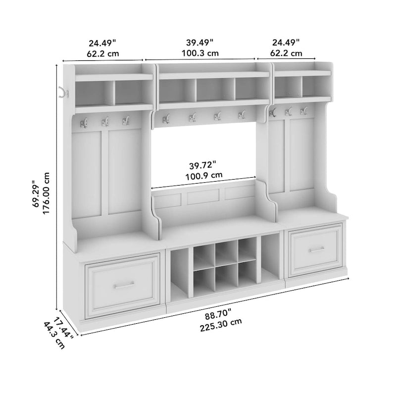 Set completo di mobili da ingresso con appendiabiti e panca portascarpe