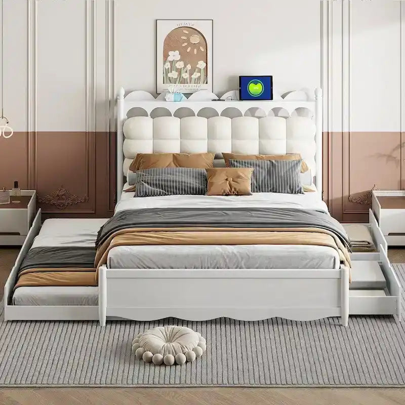 Letto contenitore con 2 cassetti e letto estraibile Twin-XL