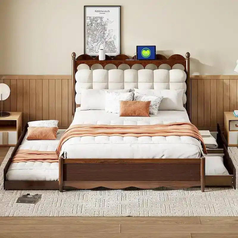 Letto contenitore con 2 cassetti e letto estraibile Twin-XL