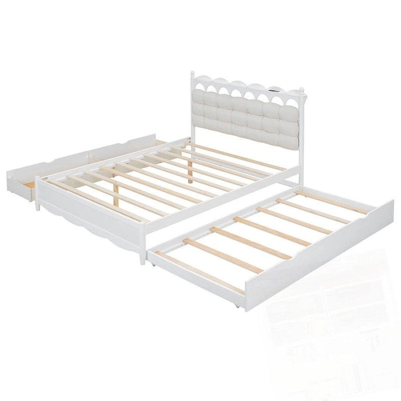 Letto contenitore con 2 cassetti e letto estraibile Twin-XL