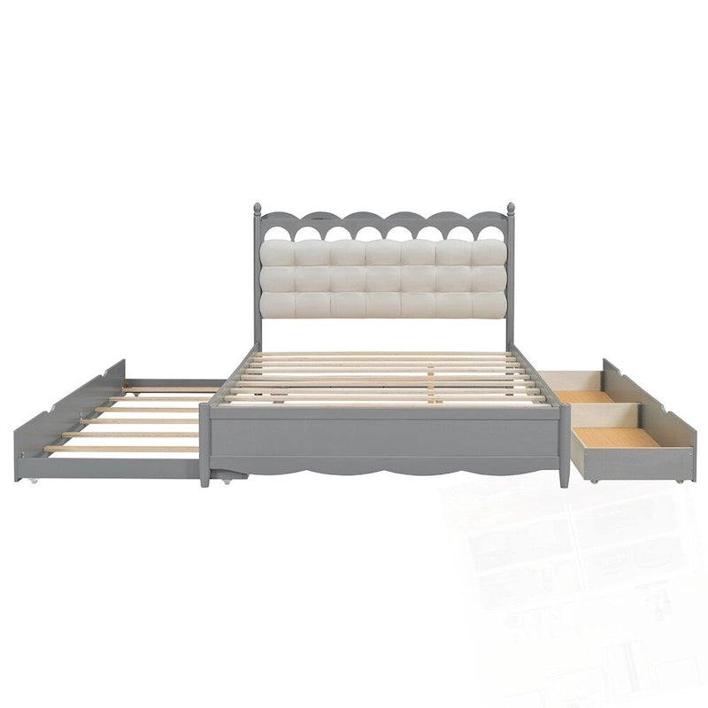 Letto contenitore con 2 cassetti e letto estraibile Twin-XL