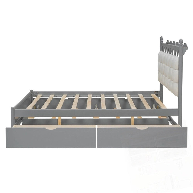 Letto contenitore con 2 cassetti e letto estraibile Twin-XL