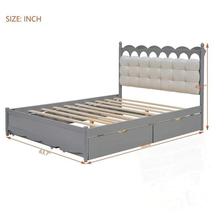 Letto contenitore con 2 cassetti e letto estraibile Twin-XL
