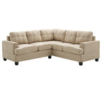 Divano sezionale a L con rivestimento in microsuede capitonné – 203 cm, Beige