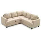 Divano sezionale a L con rivestimento in microsuede capitonné – 203 cm, Beige