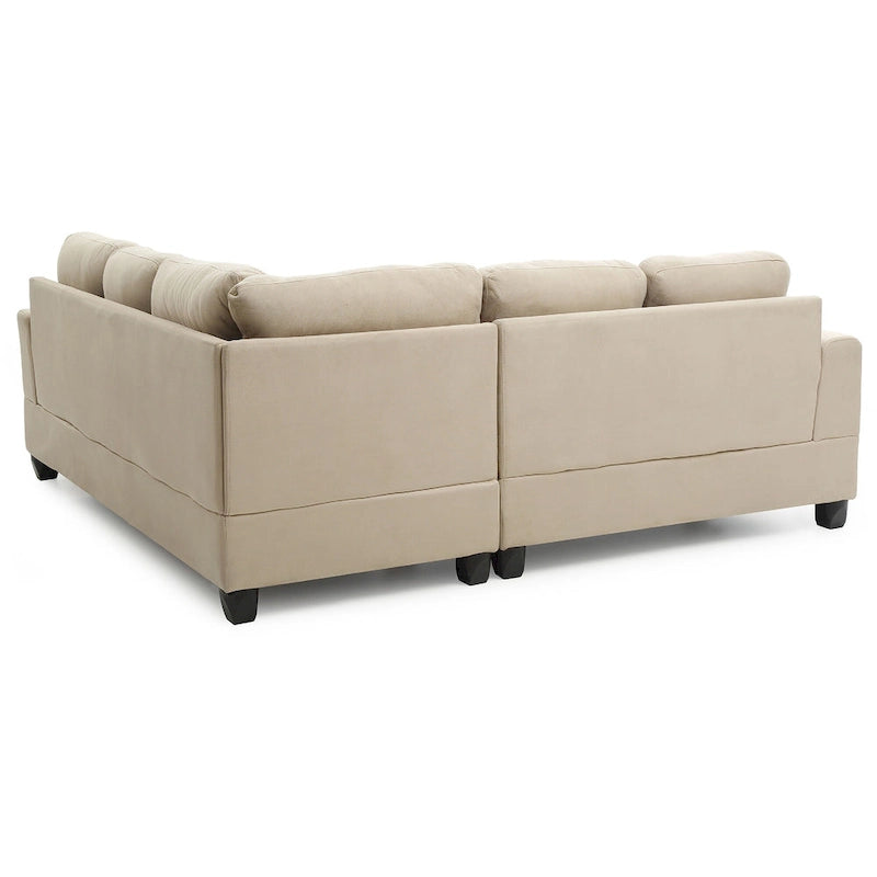 Divano sezionale a L con rivestimento in microsuede capitonné – 203 cm, Beige