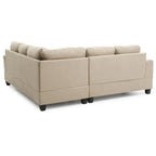 Divano sezionale a L con rivestimento in microsuede capitonné – 203 cm, Beige