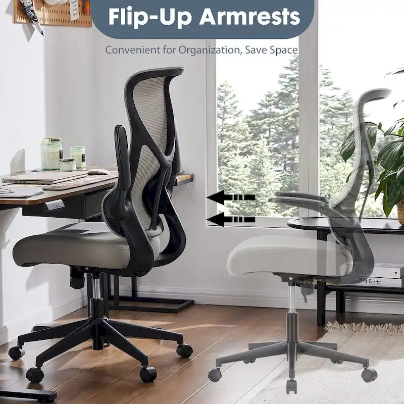 Sedia da Ufficio Ergonomica in Rete con Supporto Lombare e Braccioli Regolabili
