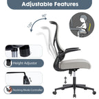 Sedia da Ufficio Ergonomica in Rete con Supporto Lombare e Braccioli Regolabili