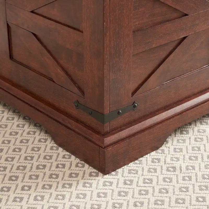Tavolino da caffè contenitore quadrato con piano apribile a cerniera – Stile rustico