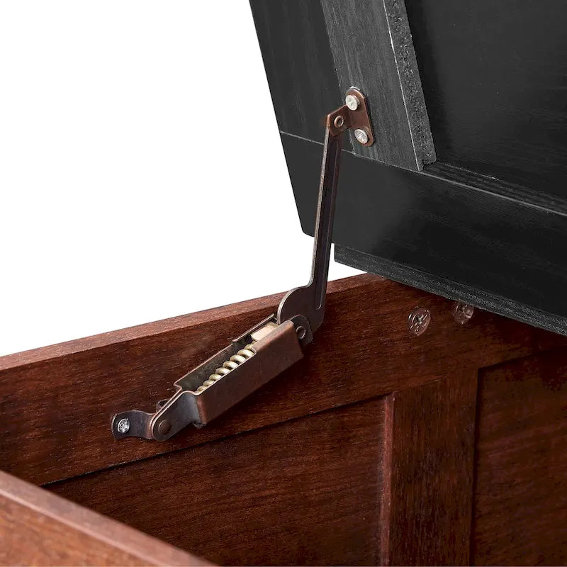 Tavolino da caffè contenitore quadrato con piano apribile a cerniera – Stile rustico