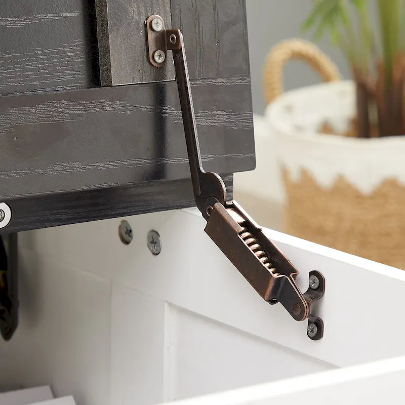 Tavolino da caffè contenitore quadrato con piano apribile a cerniera – Stile rustico