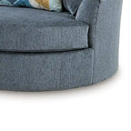 Poltrona Girevole Rotonda e Oversize con 3 Cuscini, Blu