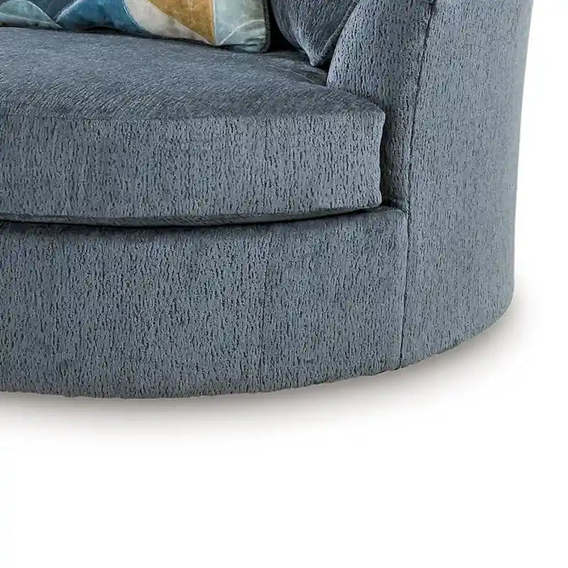 Poltrona Girevole Rotonda e Oversize con 3 Cuscini, Blu