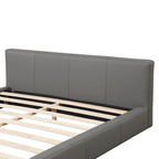 Struttura letto in similpelle grigia con doghe in legno