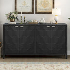 Madia a 4 Ante con Ante a Nido d'Ape e Maniglie Metalliche Vintage