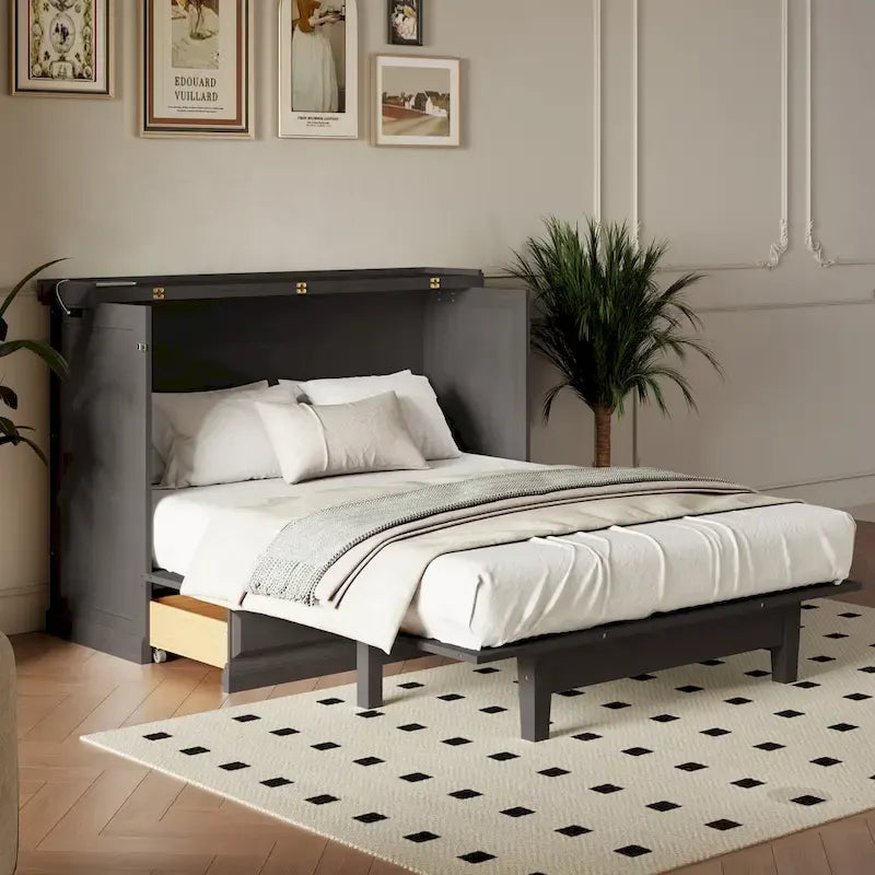 Letto a scomparsa matrimoniale con cassetto contenitore