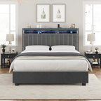 Luxury Gas Lift Storage Bed with LED Lights