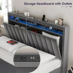 Letto Contenitore con Apertura a Gas e Testiera a LED