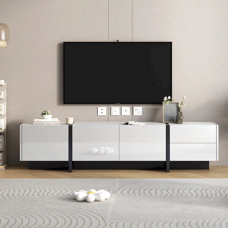 Mobile TV moderno bianco con contenitore per TV fino a 80"
