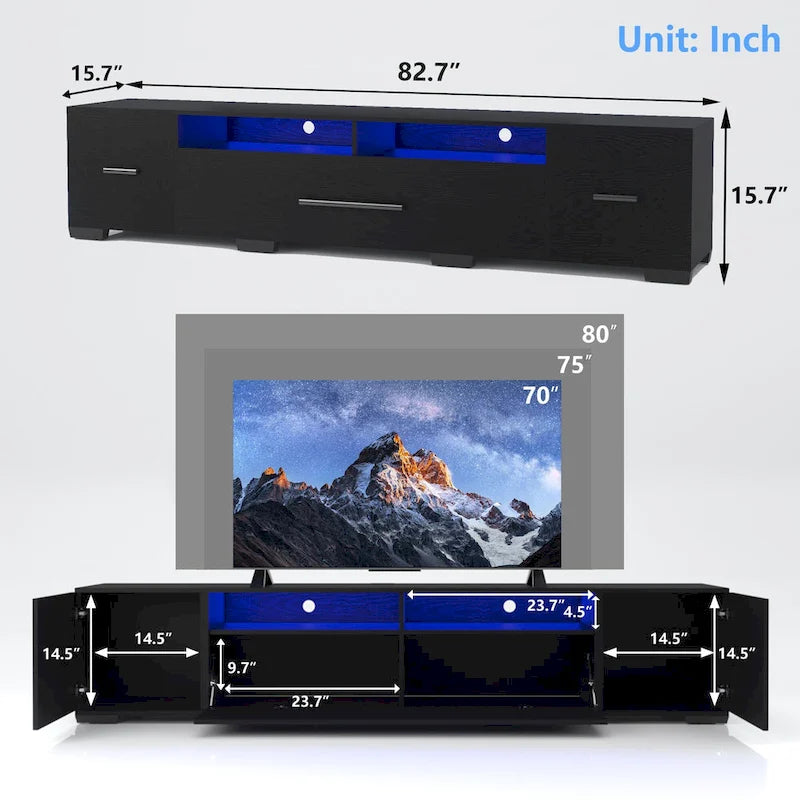 Mobile TV da 83" con Luci LED RGB e Spazio Contenitivo per TV fino a 80"