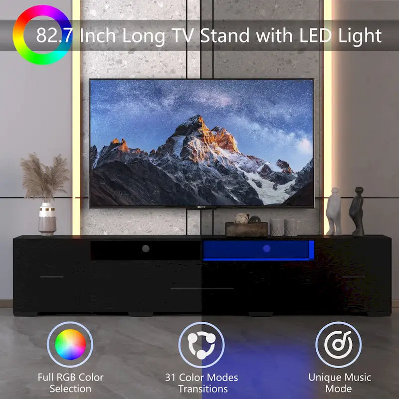 Mobile TV da 83" con Luci LED RGB e Spazio Contenitivo per TV fino a 80"