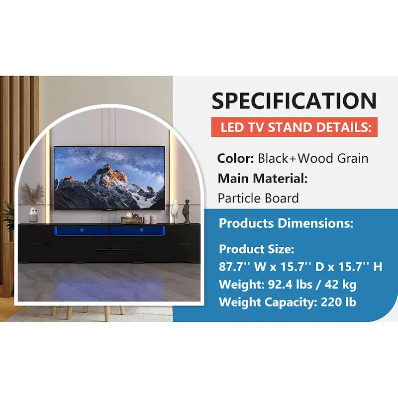 Mobile TV da 83" con Luci LED RGB e Spazio Contenitivo per TV fino a 80"