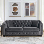 Divano Chesterfield Classico in Velluto Capitonnè - 3 Posti, Grigio