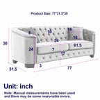 Divano Chesterfield Classico in Velluto Capitonnè - 3 Posti, Grigio