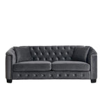 Divano Chesterfield Classico in Velluto Capitonnè - 3 Posti, Grigio