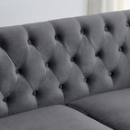 Divano Chesterfield Classico in Velluto Capitonnè - 3 Posti, Grigio