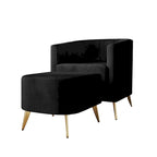 Poltrona Accent in Velluto a Botte Rotonda con Pouf