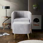 Poltrona Accent in Velluto a Botte Rotonda con Pouf