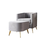 Poltrona Accent in Velluto a Botte Rotonda con Pouf