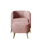 Poltrona Accent in Velluto a Botte Rotonda con Pouf