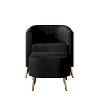 Poltrona Accent in Velluto a Botte Rotonda con Pouf