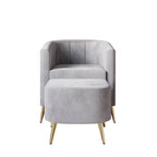 Poltrona Accent in Velluto a Botte Rotonda con Pouf