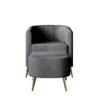 Poltrona Accent in Velluto a Botte Rotonda con Pouf