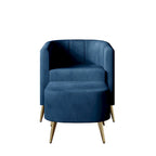 Poltrona Accent in Velluto a Botte Rotonda con Pouf