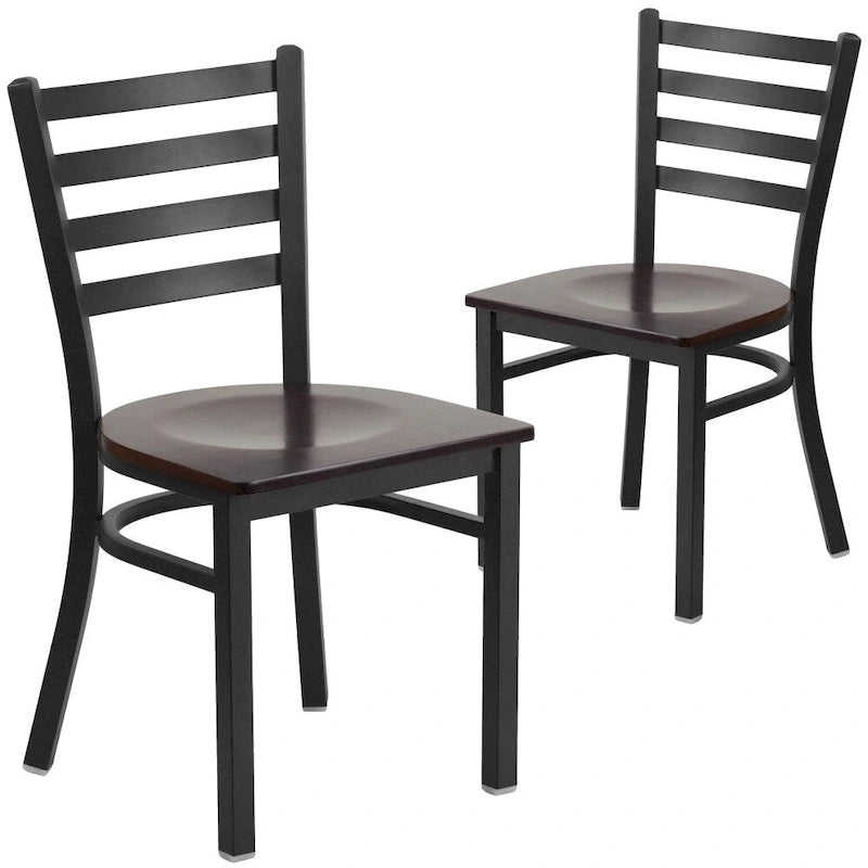Sedia da pranzo in metallo con schienale a pioli – Set da 2