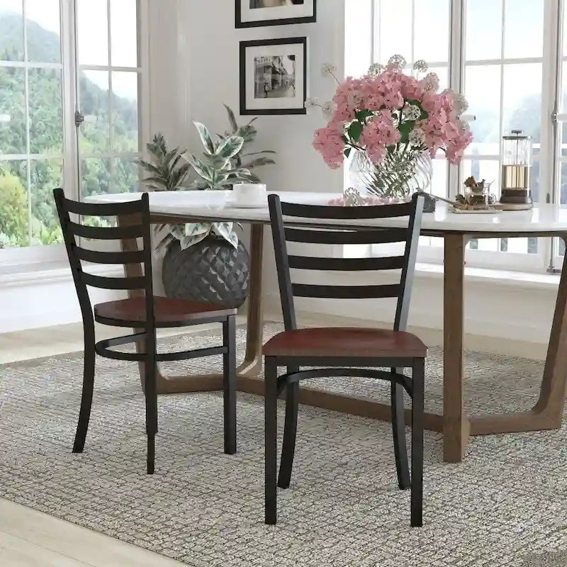 Sedia da pranzo in metallo con schienale a pioli – Set da 2