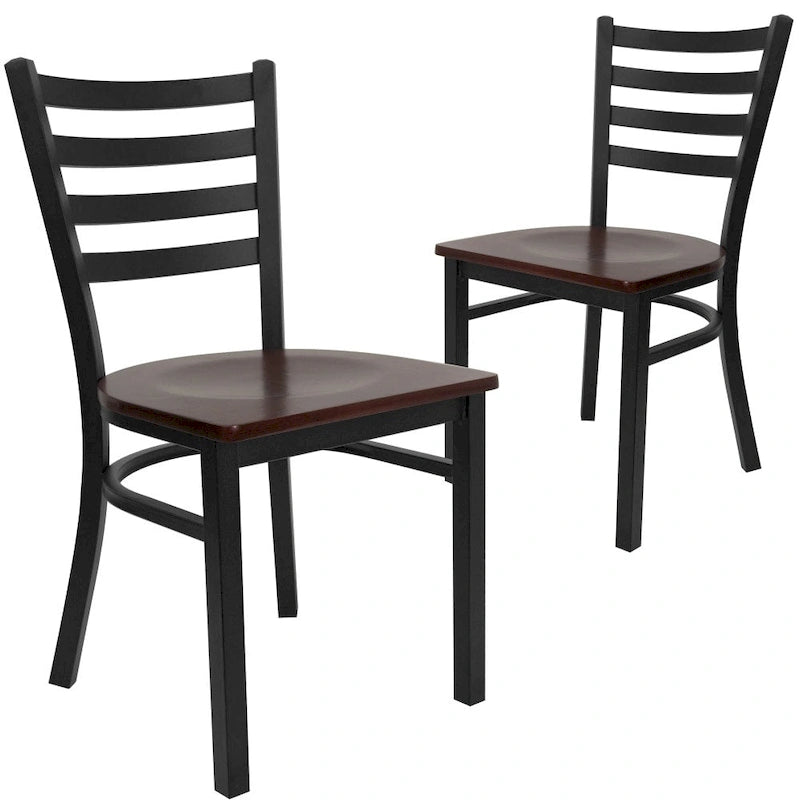 Sedia da pranzo in metallo con schienale a pioli – Set da 2