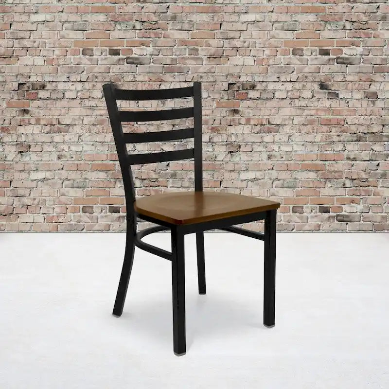 Sedia da pranzo in metallo con schienale a pioli – Set da 2