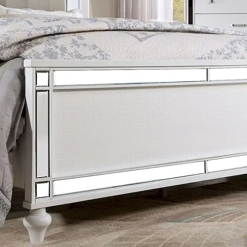 Letto imbottito moderno con pannello trapuntato a LED