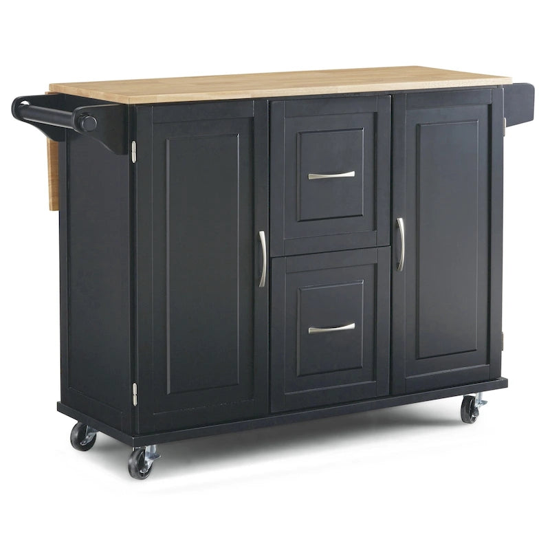 Carrello da Cucina Mobile con Piano in Legno Naturale