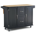 Carrello da Cucina Mobile con Piano in Legno Naturale