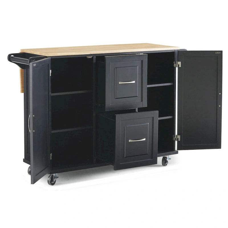 Carrello da Cucina Mobile con Piano in Legno Naturale